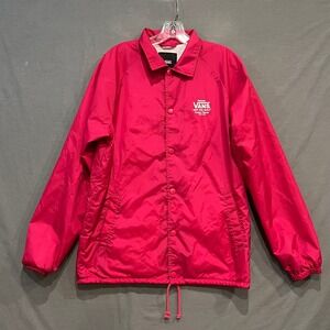 Vans Off The Wall Coaches Jacket Mens Medium Dark Pink Windbreaker Snap Front